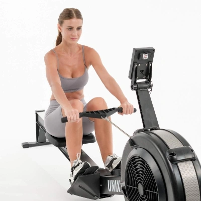 Гребной тренажер UNIX Fit  аэродинамическая нагрузка / Air Rower-X черный