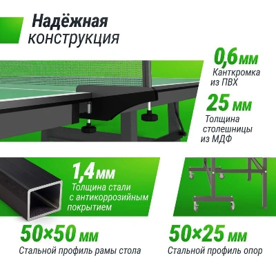 Профессиональный теннисный стол UNIX Line 25 мм MDF зеленый